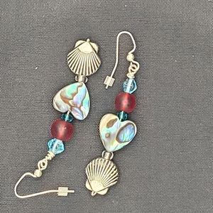 Aboline and red seaglass "seaside" earrings